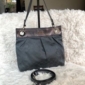 Coach grey classic signature crossbody bag